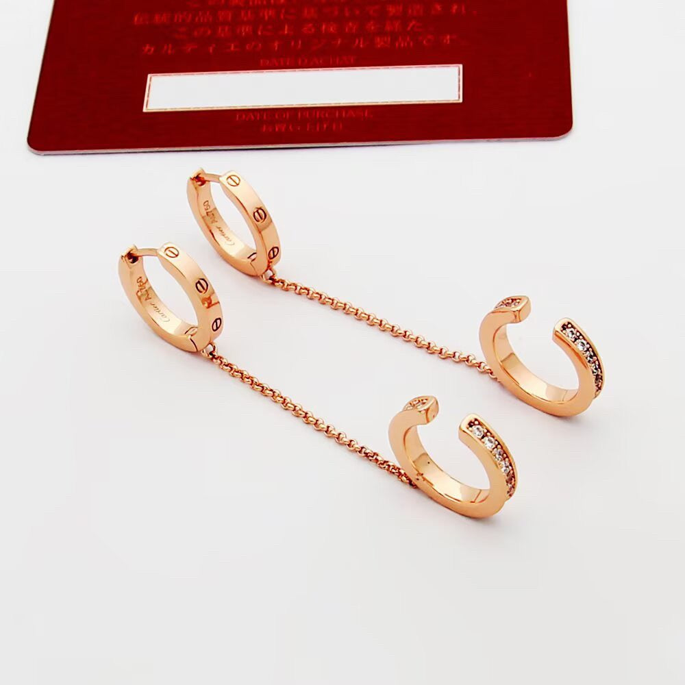 [NOBLE AURA] LOVE 3.0MM HALF DIAMOND EARRINGS