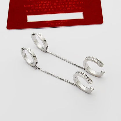 [NOBLE AURA] LOVE 3.0MM HALF DIAMOND EARRINGS
