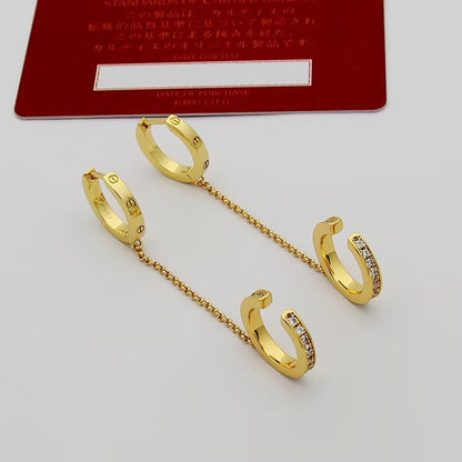 [NOBLE AURA] LOVE 3.0MM HALF DIAMOND EARRINGS
