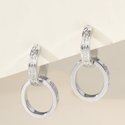 [NOBLE AURA] LOVE 3.3MM DANGLE HALF DIAMOND EARRINGS