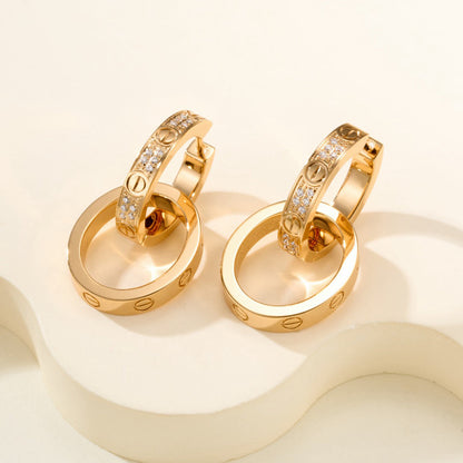 [NOBLE AURA] LOVE 3.3MM DANGLE HALF DIAMOND EARRINGS