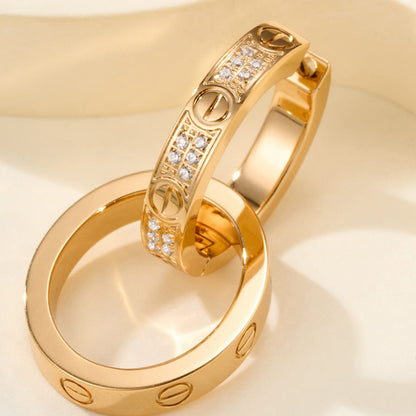 [NOBLE AURA] LOVE 3.3MM DANGLE HALF DIAMOND EARRINGS