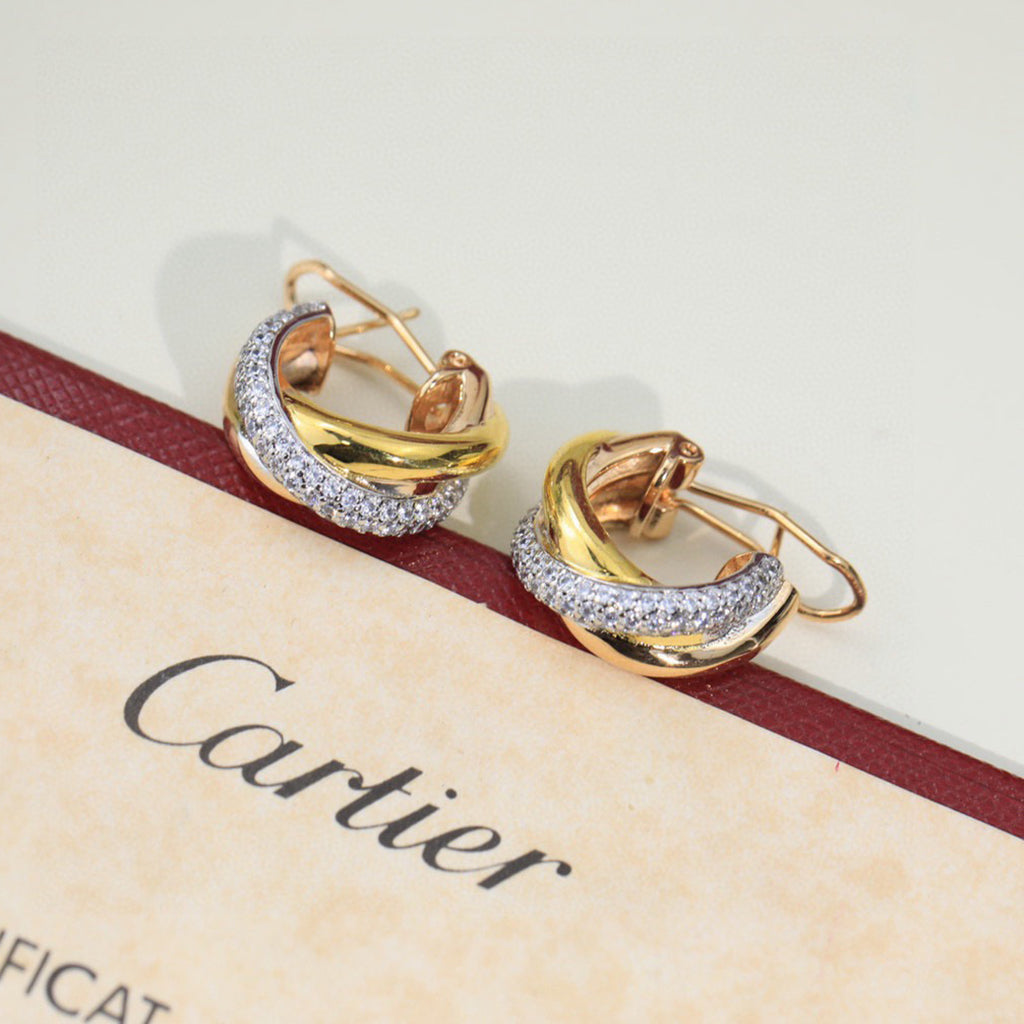 [NOBLE AURA] TRINITY HALF DIAMOND  CLASSIC EARRINGS