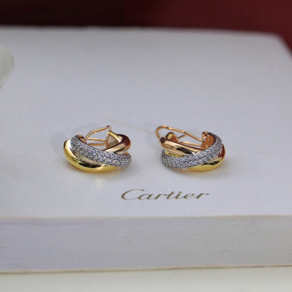 [NOBLE AURA] TRINITY HALF DIAMOND  CLASSIC EARRINGS