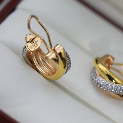 [NOBLE AURA] TRINITY HALF DIAMOND  CLASSIC EARRINGS