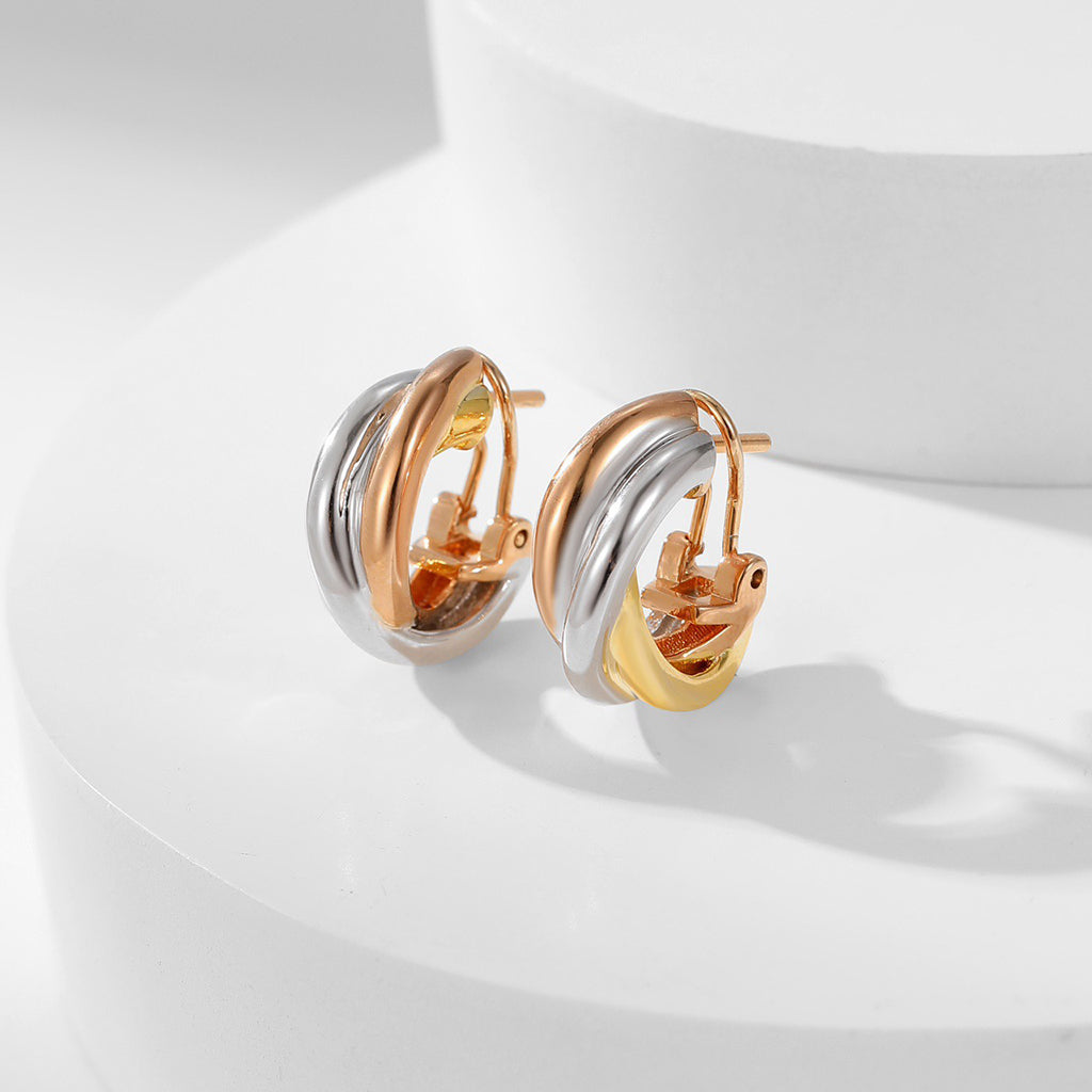 [NOBLE AURA] TRINITY ON DIAMOND CLASSIC EARRINGS