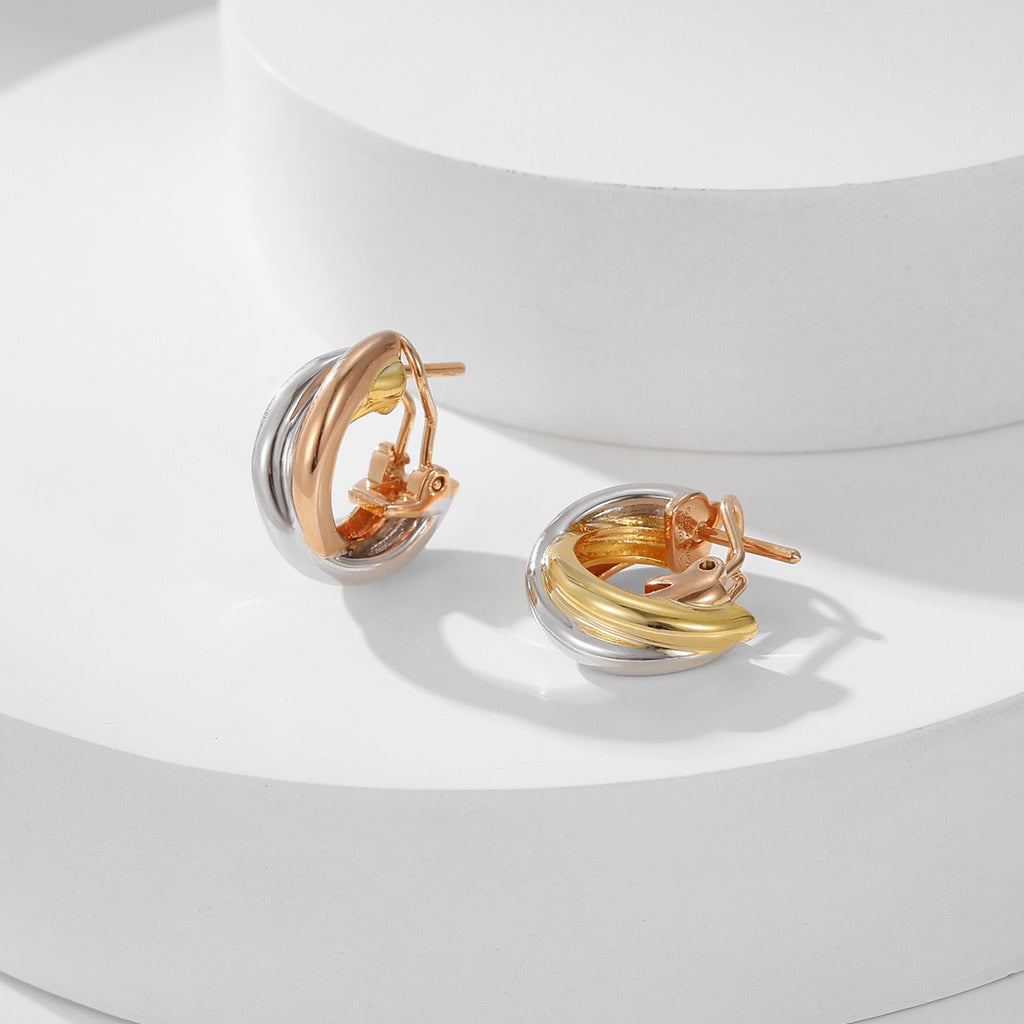 [NOBLE AURA] TRINITY ON DIAMOND CLASSIC EARRINGS