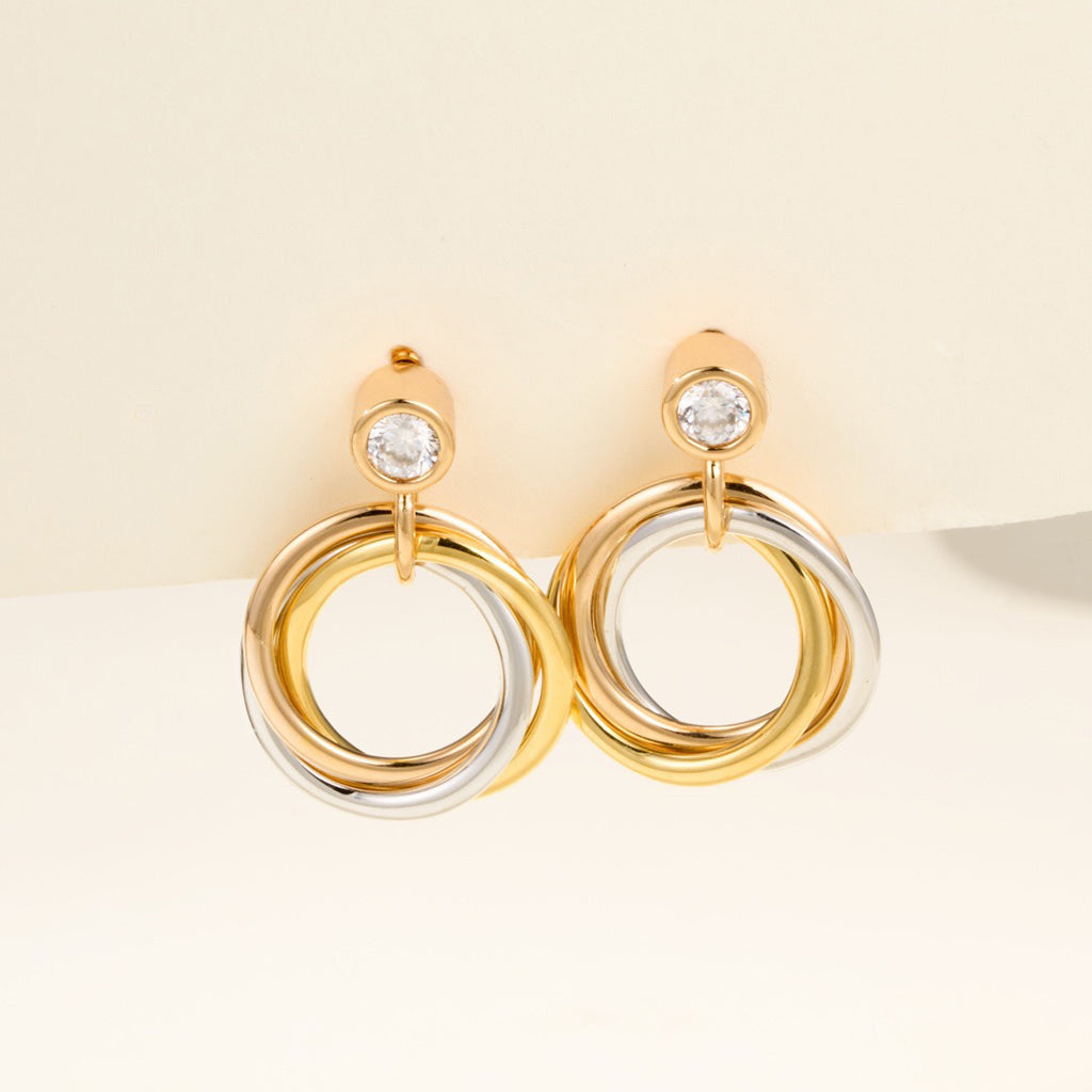 [NOBLE AURA] TRINITY ON DIAMOND  EARRINGS