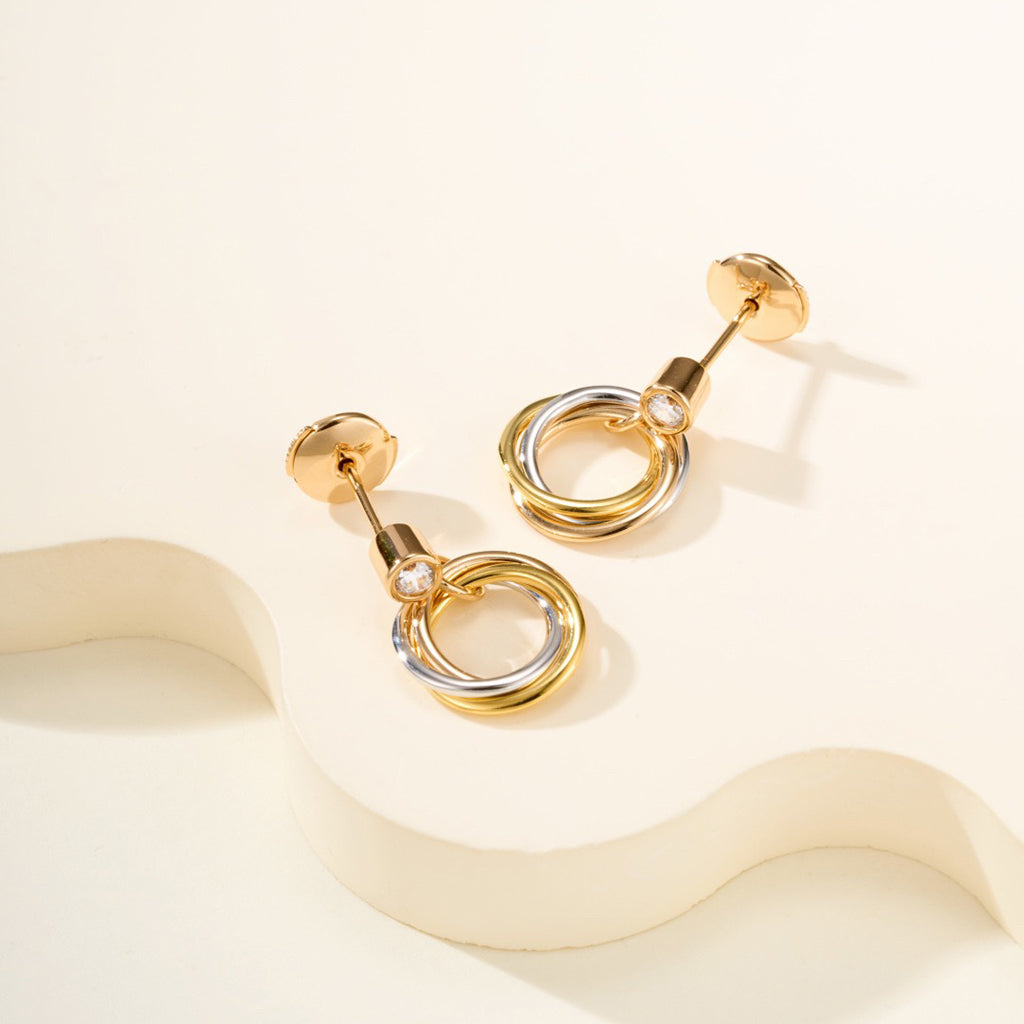 [NOBLE AURA] TRINITY ON DIAMOND  EARRINGS