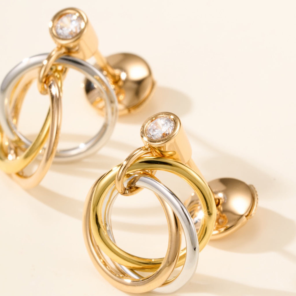 [NOBLE AURA] TRINITY ON DIAMOND  EARRINGS