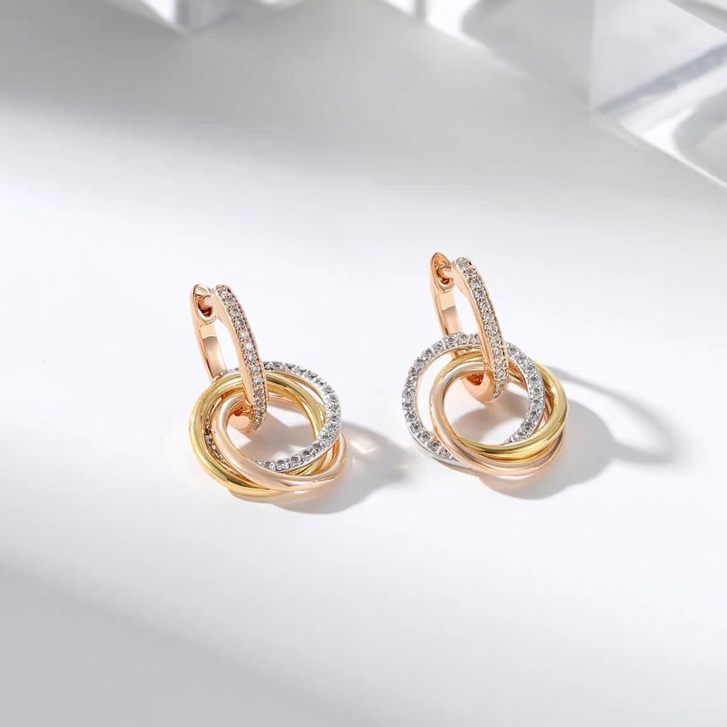 [NOBLE AURA] TRINITY HALF DIAMOND  EARRINGS