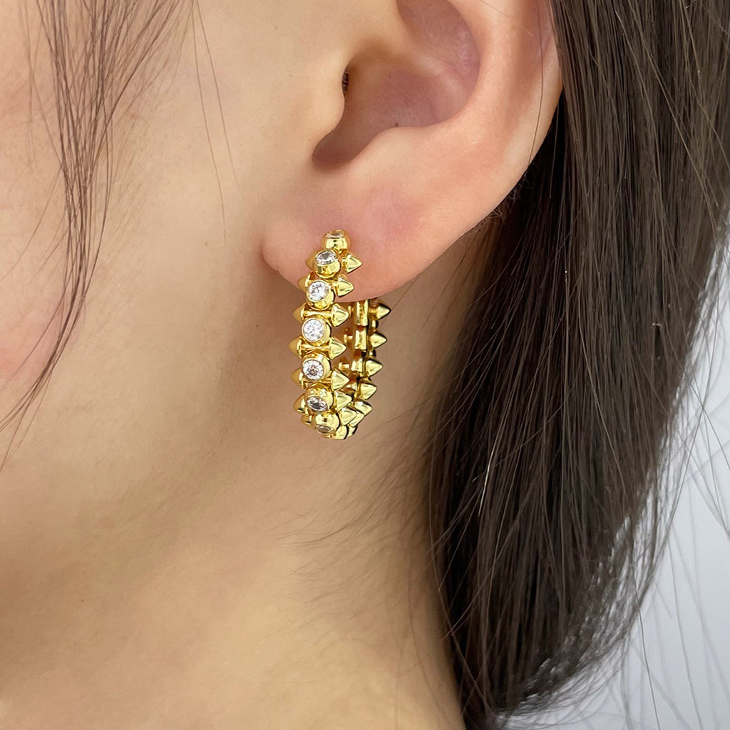 [NOBLE AURA] CLASH FULL DIAMOND MEDIUM EARRINGS