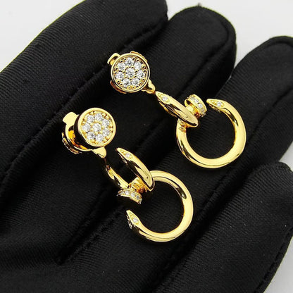 [NOBLE AURA] JUSTE HALF DIAMOND DOUBLE EARRINGS