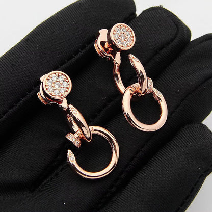[NOBLE AURA] JUSTE HALF DIAMOND DOUBLE EARRINGS