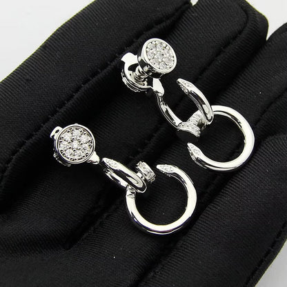 [NOBLE AURA] JUSTE HALF DIAMOND DOUBLE EARRINGS