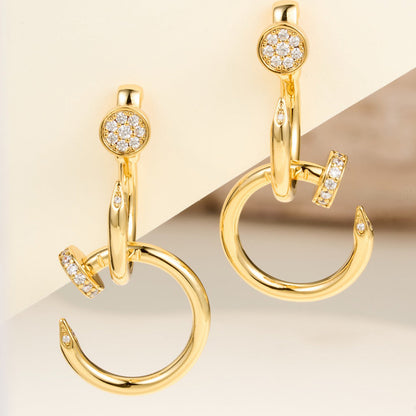 [NOBLE AURA] JUSTE HALF DIAMOND DOUBLE EARRINGS