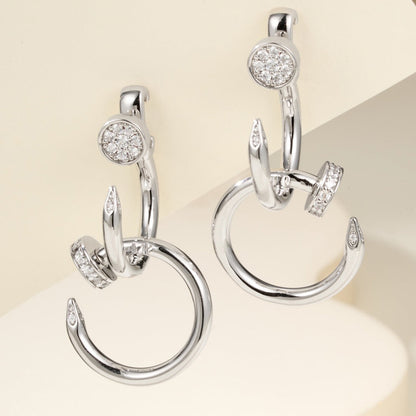 [NOBLE AURA] JUSTE HALF DIAMOND DOUBLE EARRINGS