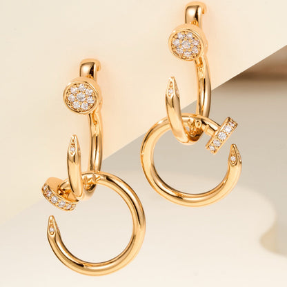 [NOBLE AURA] JUSTE HALF DIAMOND DOUBLE EARRINGS