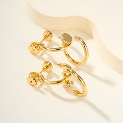 [NOBLE AURA] JUSTE HALF DIAMOND DOUBLE EARRINGS