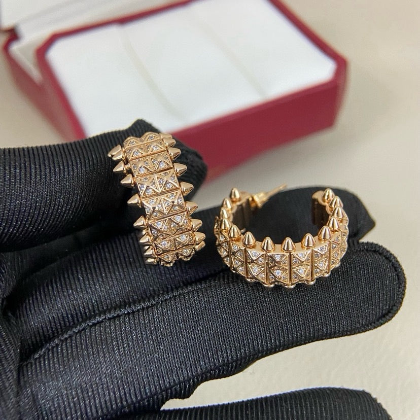 [NOBLE AURA] CLASH 9.2MM FULL DIAMOND DOUBLE ROW EARRINGS