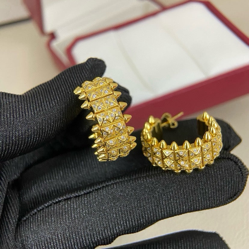 [NOBLE AURA] CLASH 9.2MM FULL DIAMOND DOUBLE ROW EARRINGS