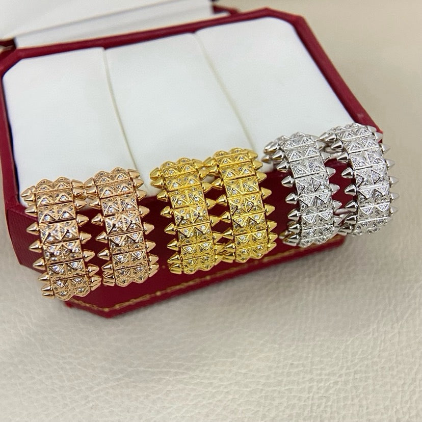 [NOBLE AURA] CLASH 9.2MM FULL DIAMOND DOUBLE ROW EARRINGS