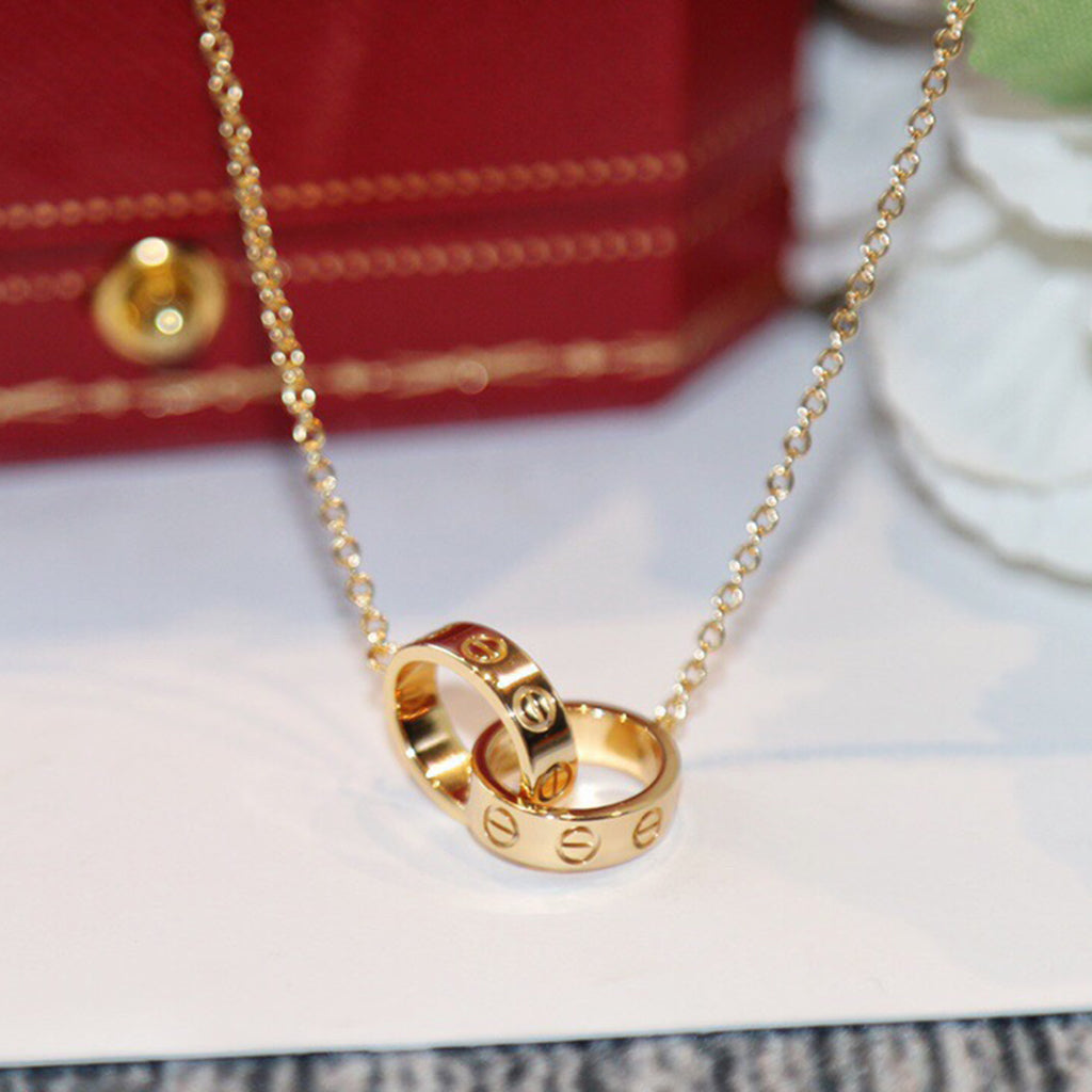 [NOBLE AURA] LOVE DOUBLE RING NECKLACE