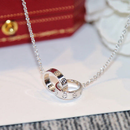 [NOBLE AURA] LOVE DOUBLE RING NECKLACE