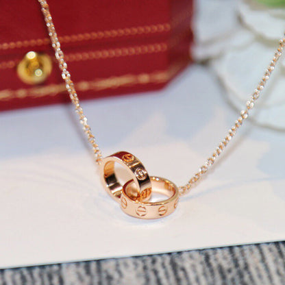 [NOBLE AURA] LOVE DOUBLE RING NECKLACE