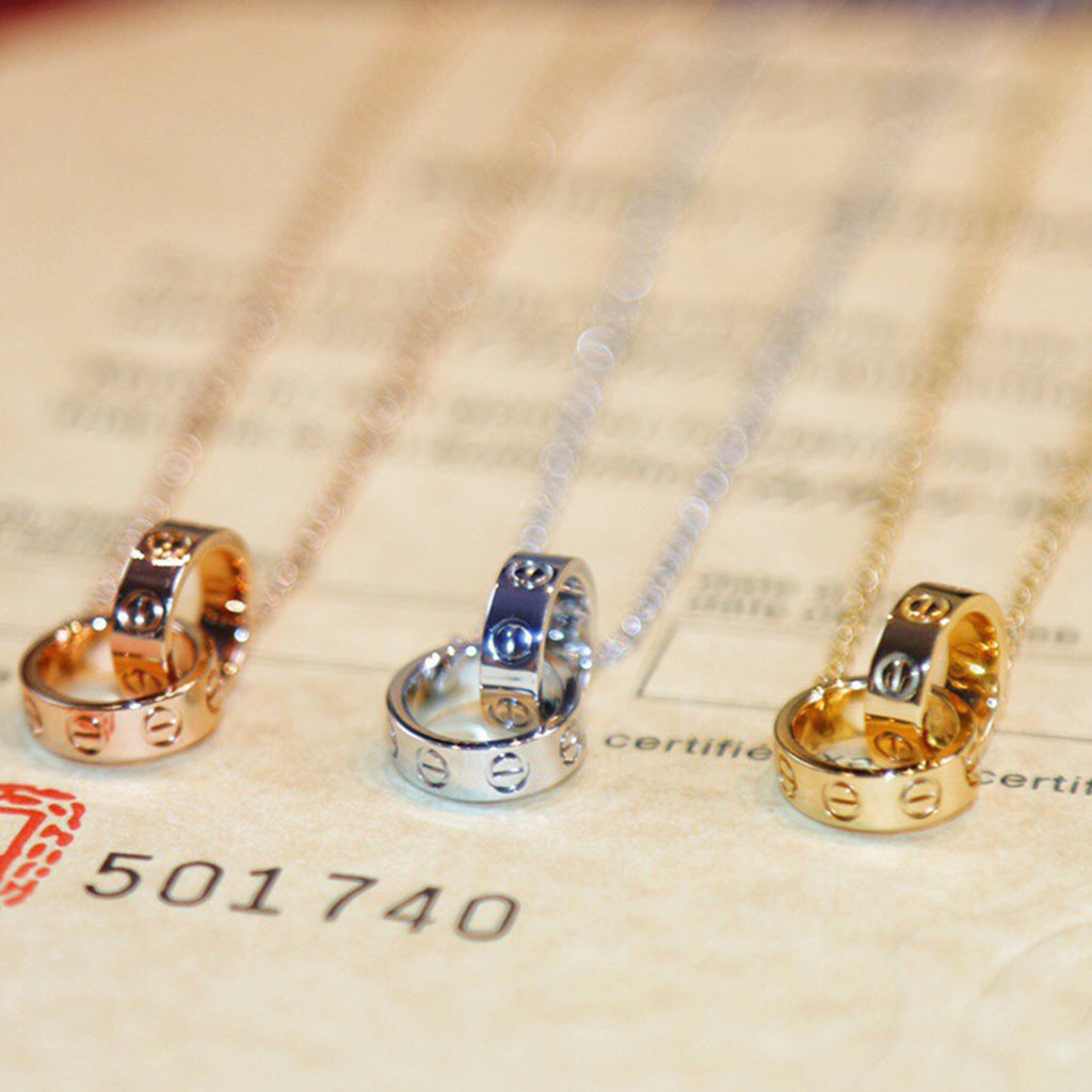[NOBLE AURA] LOVE DOUBLE RING NECKLACE