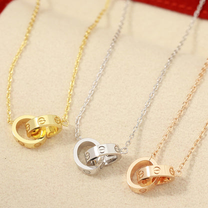 [NOBLE AURA] LOVE DOUBLE RING NECKLACE