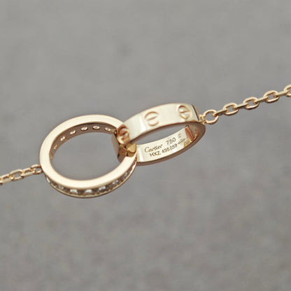 [NOBLE AURA] LOVE DOUBLE RING HALF DIAMOND NECKLACE