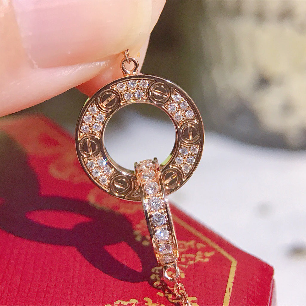 [NOBLE AURA] LOVE  FULL DIAMOND PENDANT NECKLACE