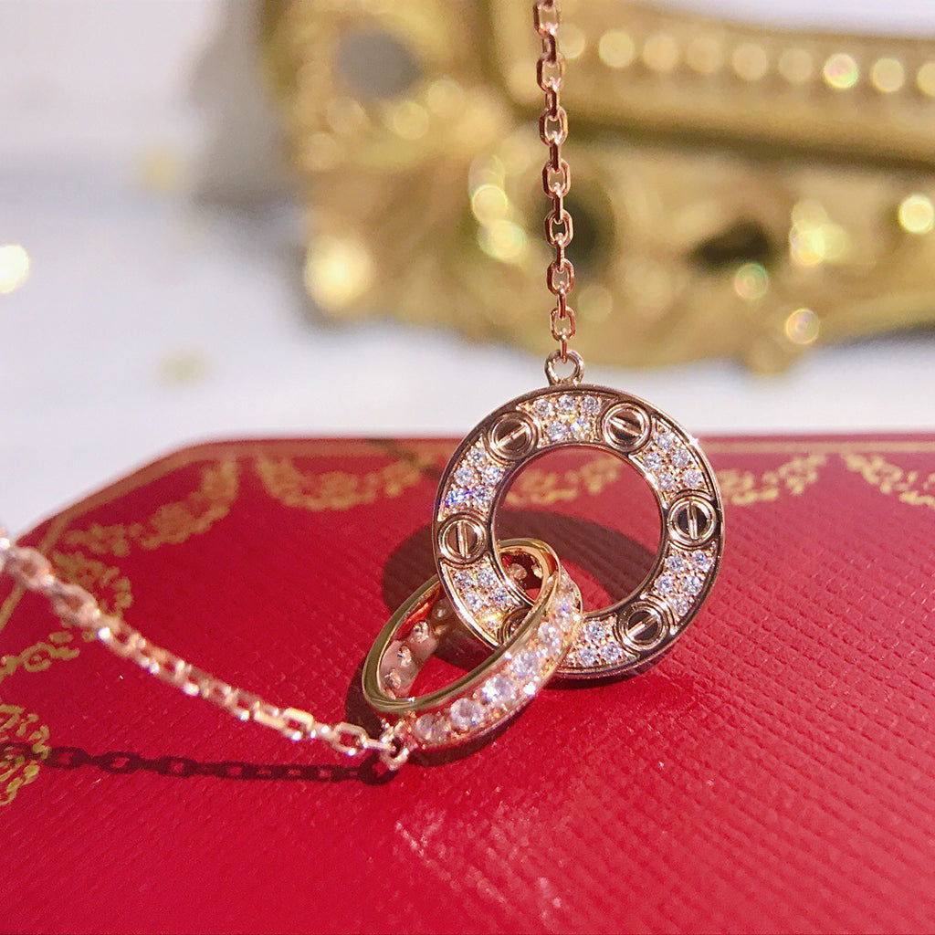 [NOBLE AURA] LOVE  FULL DIAMOND PENDANT NECKLACE