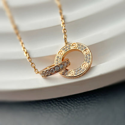 [NOBLE AURA] LOVE  FULL DIAMOND PENDANT NECKLACE