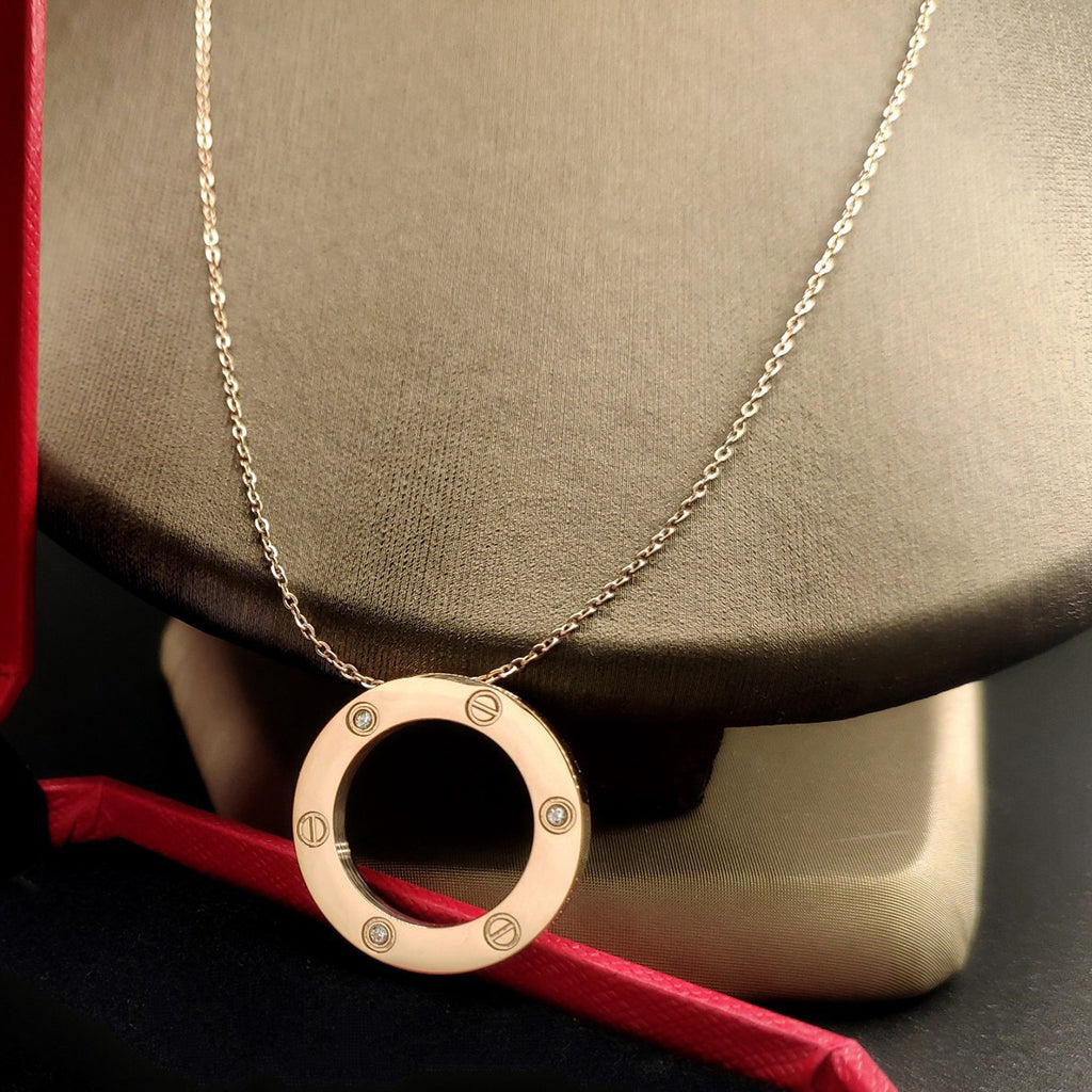 [NOBLE AURA] LOVE NECKLACE 16MM 3 DIAMONDS