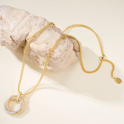 [NOBLE AURA] TRINITY LARGE FULL DIAMOND  NECKLACE