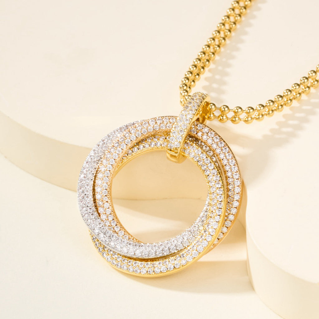 [NOBLE AURA] TRINITY LARGE FULL DIAMOND  NECKLACE