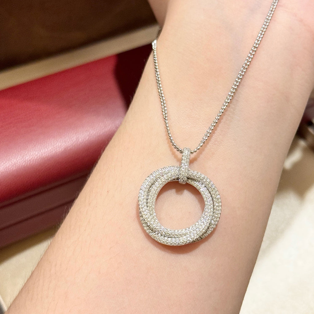 [NOBLE AURA] TRINITY LARGE FULL DIAMOND  NECKLACE
