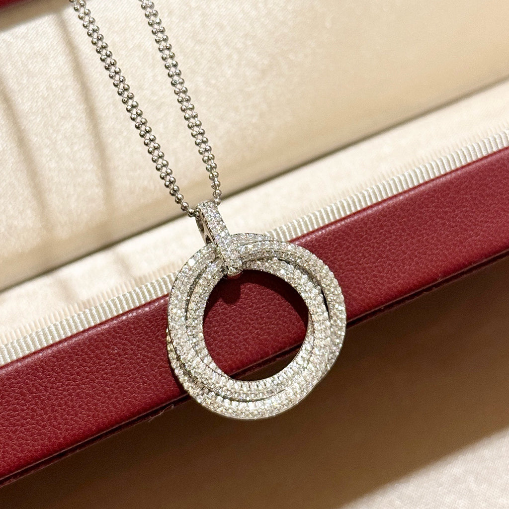 [NOBLE AURA] TRINITY LARGE FULL DIAMOND  NECKLACE