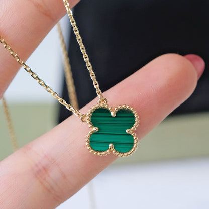 [NOBLE AURA]CLOVER 15MM MALACHITE SINGLE FLOWER  NECKLACE