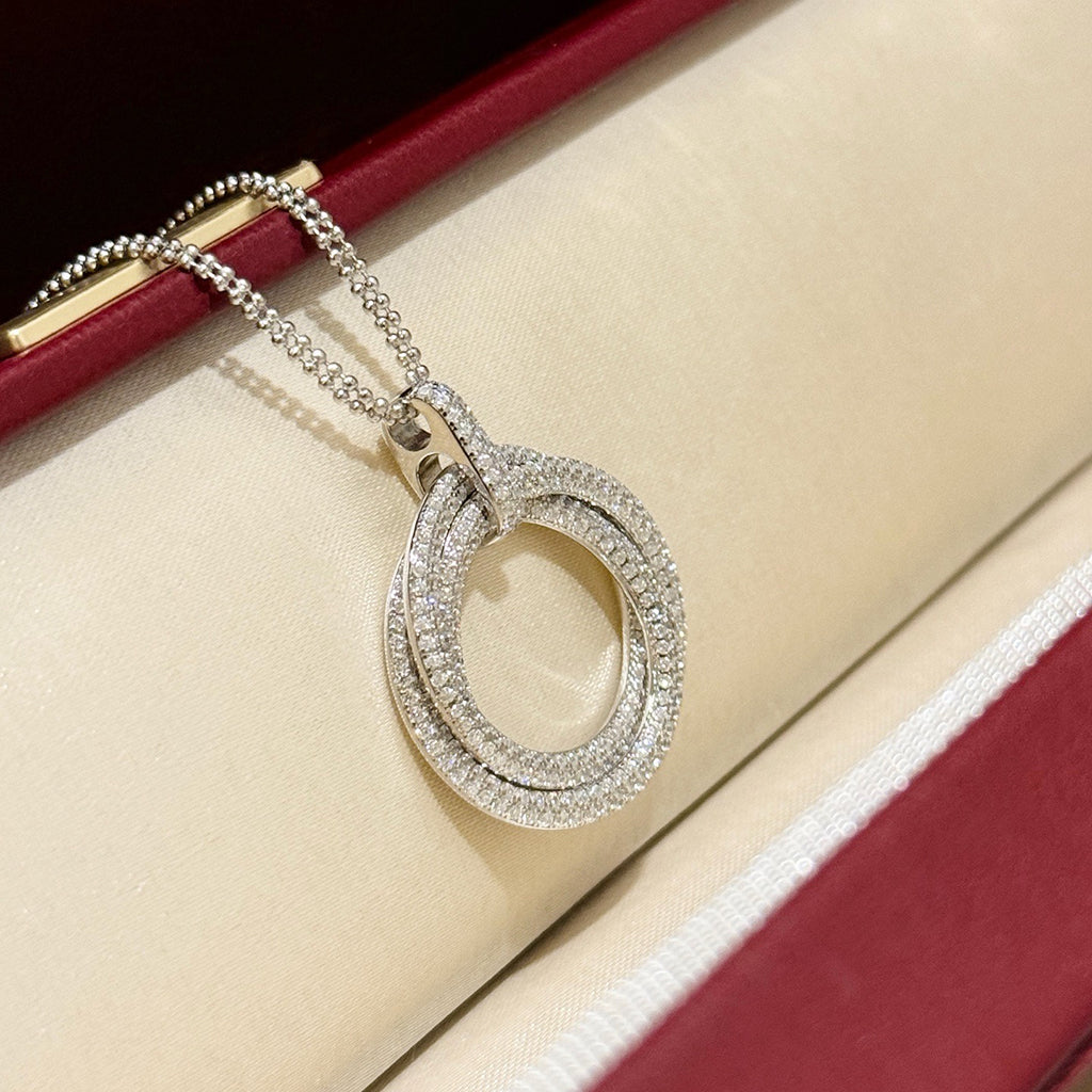 [NOBLE AURA] TRINITY LARGE FULL DIAMOND  NECKLACE