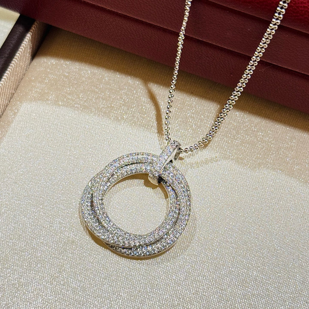 [NOBLE AURA] TRINITY LARGE FULL DIAMOND  NECKLACE