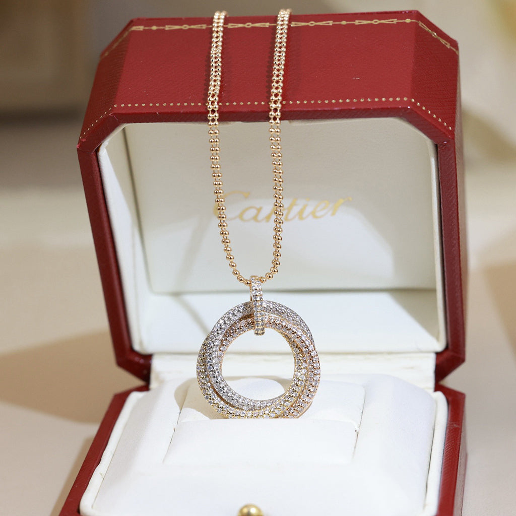 [NOBLE AURA] TRINITY LARGE FULL DIAMOND  NECKLACE