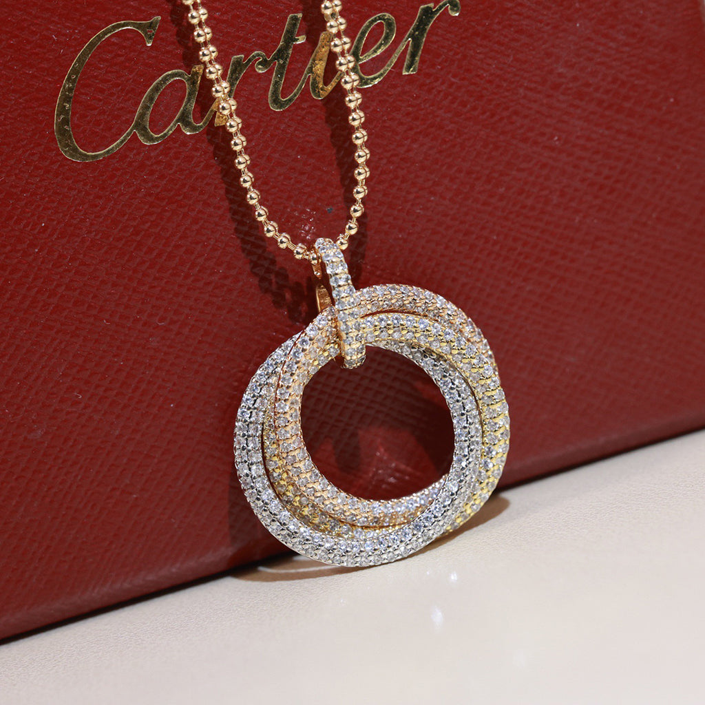 [NOBLE AURA] TRINITY LARGE FULL DIAMOND  NECKLACE