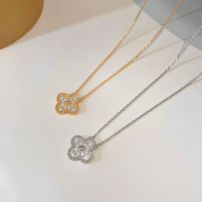 [NOBLE AURA]CLOVER 15MM DIAMOND SINGLE FLOWER NECKLACE