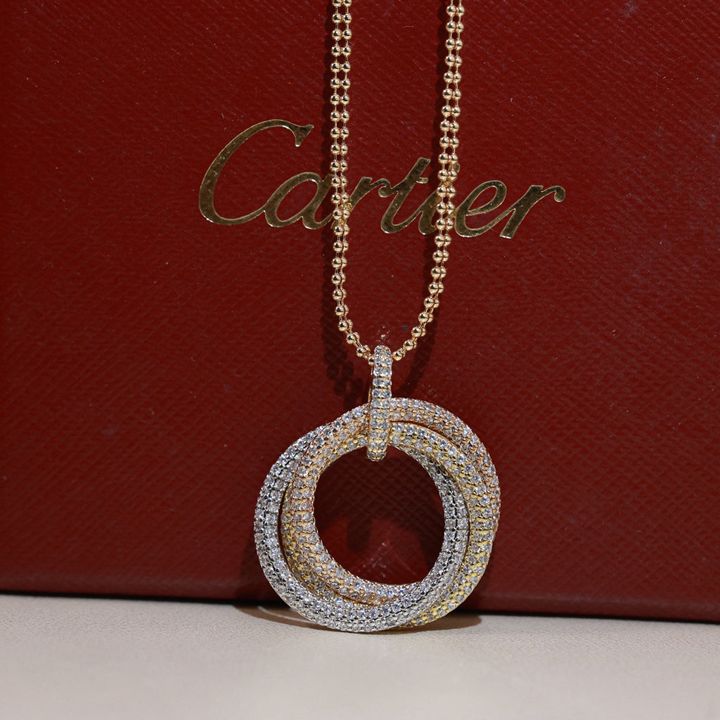[NOBLE AURA] TRINITY LARGE FULL DIAMOND  NECKLACE