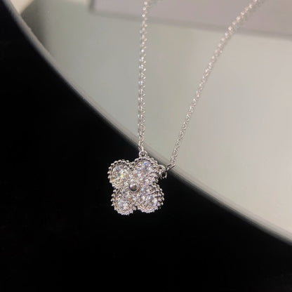 [NOBLE AURA]CLOVER 15MM DIAMOND SINGLE FLOWER NECKLACE