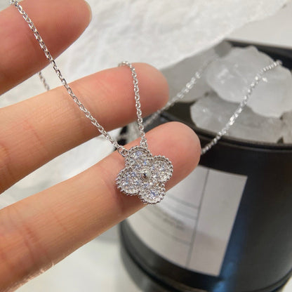 [NOBLE AURA]CLOVER 15MM DIAMOND SINGLE FLOWER NECKLACE