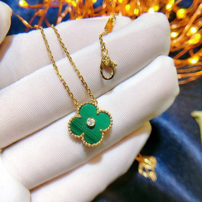 [NOBLE AURA]CLOVER 15MM DIAMOND TURQUOISE NECKLACE